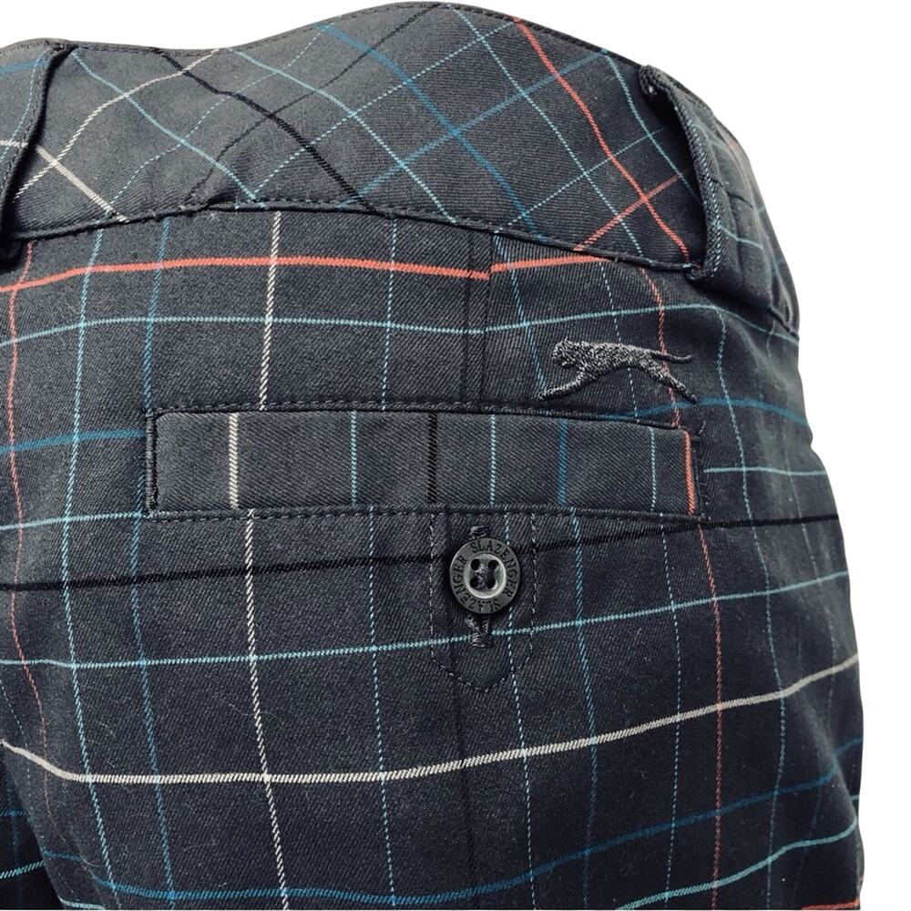 Slazenger Graphite Black Coral Turquoise Tan Plaid Activewear Pants with Pockets - Picture 5 of 16